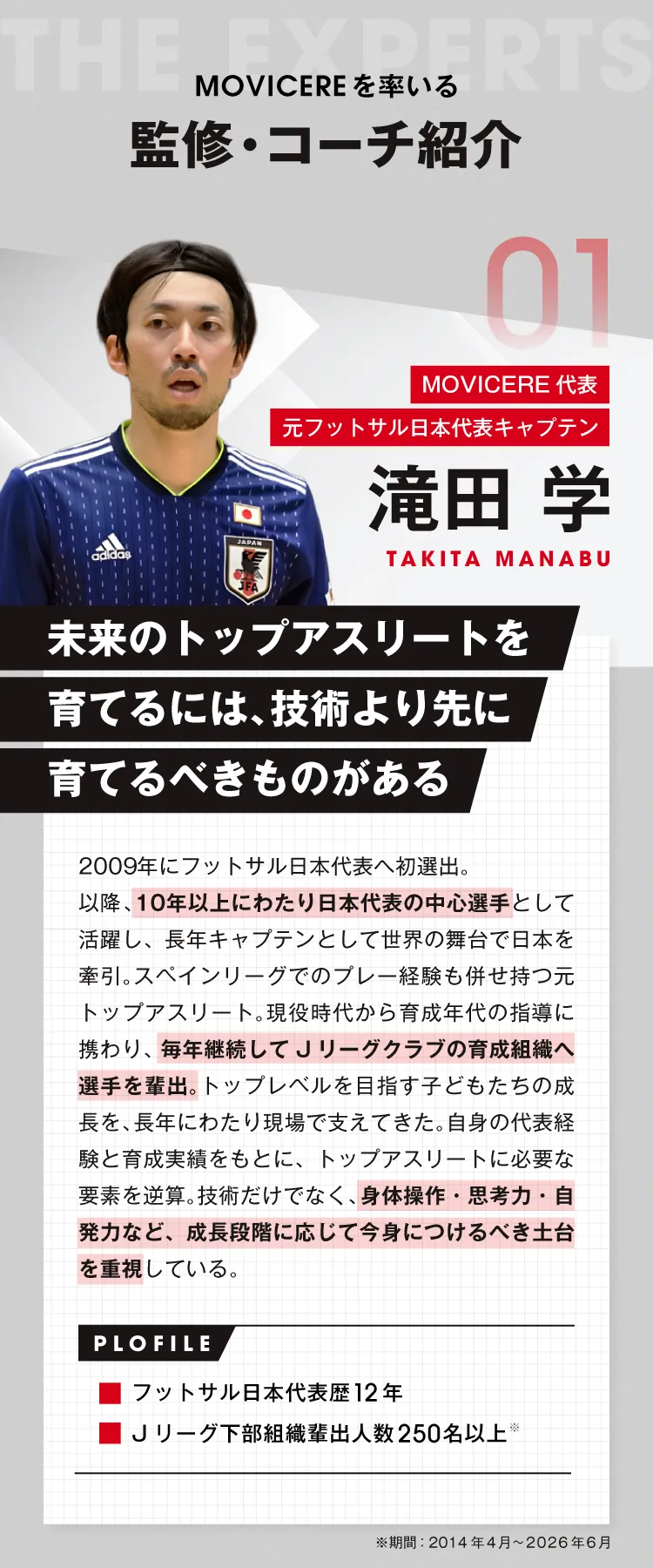 MOVICERE FCN監督・コーチ 滝田学のプロフィール