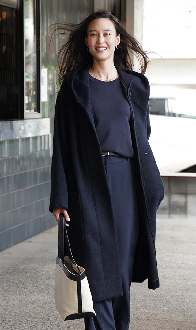 【アーキ】アンゴラ シャギーコート(ネイビー）