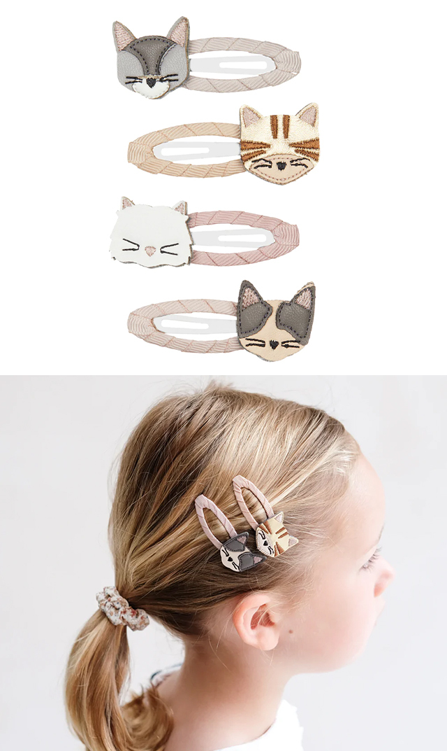 子供用ヘアクリップセット,キッズヘアアクセ,ヘアクリップセット,猫ヘアクリップ,ねこヘアクリップ,キャットヘアクリップ,