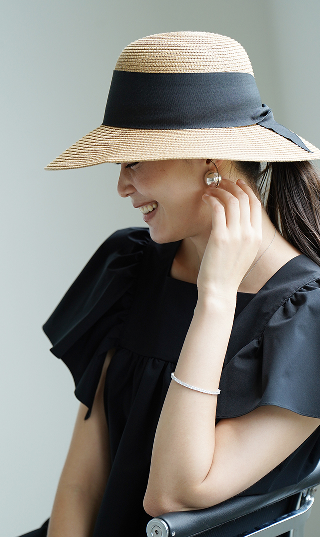 紫外線対策リボンキャペリンハットベージュ